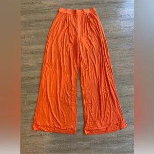 Chic Orange Women’s Self-Double Layer Wide Leg Pants